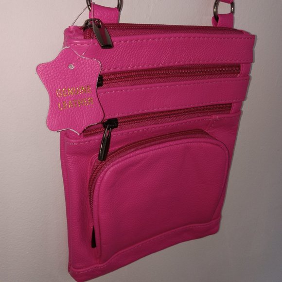 Vintage Leather hot pink single strap handbag - Picture 4 of 6